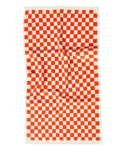 Baina Josephine Check-pattern Hand Towel In Orange