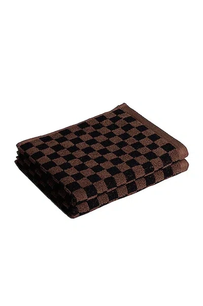 Baina Josephine Hand Towel Set In Tabac & Noir