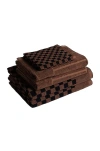 Baina Organic Cotton Towel Set 09 In Tabac & Noir