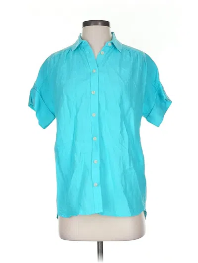 Pre-owned Baird Mcnutt For J.crew Short Sleeve Button Down Shirt In Blue