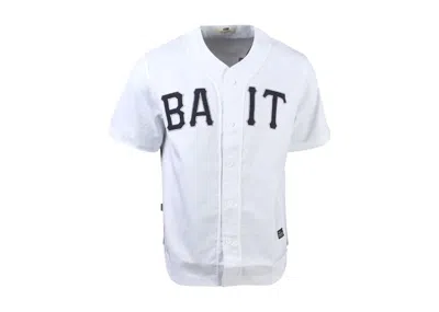 Pre-owned Bait Men's  Sluggers Baseball Jersey In White/navy Blue