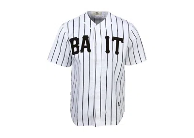 Pre-owned Bait Men's  Sluggers Pinstripe Baseball Jersey In White/black