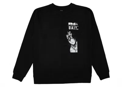 Pre-owned Bait Men's  X Attack On Titan Mikasa Crewneck Sweatshirt Sweater In Black