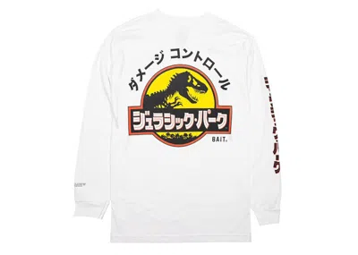 Pre-owned Bait Men's  X Jurassic Park Damage Control Long Sleeve Tee Shirt In White