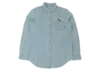 Pre-owned Bait Men's  X Looney Tunes Denim Embroidery Shirt In Blue
