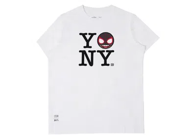 Pre-owned Bait Men's  X Marvel Spiderman 2 Yo Ny Tee Shirt In White