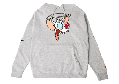 Pre-owned Bait Men's  X Pinky And The Brain Stars Hoodie In Gray