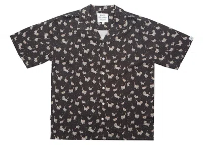 Pre-owned Bait Men's  X Rick And Morty Cats Hawaiian Button Up Shirt In Black