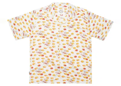 Pre-owned Bait Men's  X Rick And Morty Chicken Nugget Hawaiian Button Up Shirt In White