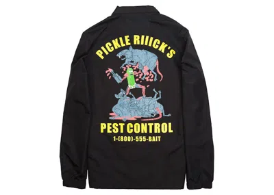 Pre-owned Bait Men's  X Rick And Morty Pickle Rick Coaches Jacket In Black