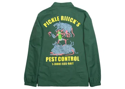 Pre-owned Bait Men's  X Rick And Morty Pickle Rick Coaches Jacket In Green/forest