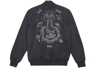 Pre-owned Bait Men's  X Rick And Morty Reversible Varsity Jacket In Black