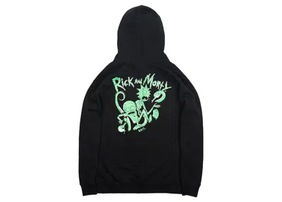 Pre-owned Bait Men's  X Rick And Morty Tentacles Glow In The Dark Hoodie In Black
