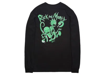 Pre-owned Bait Men's  X Rick And Morty Tentacles Glow In The Dark Long Sleeve Tee Shirt In Black