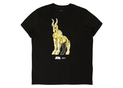 Pre-owned Bait Men's  X Saint Seiya Capricorn Gold Tee Shirt In Black