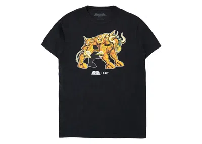 Pre-owned Bait Men's  X Saint Seiya Taurus Gold Foil Tee Shirt In Black