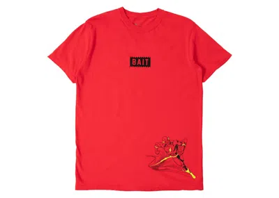 Pre-owned Bait Men's  X The Flash  Logo Flash Tee Shirt In Red