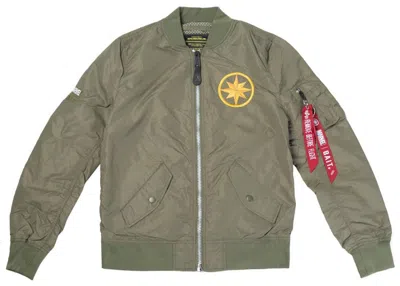 Pre-owned Bait X Captain Marvel X Alpha Industries Women's L2b Scout Jacket In Green