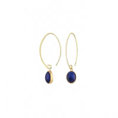 Baizaar Women's Brass Stone Drop Earring In Lapis In Blue