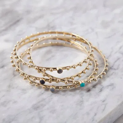 Baizaar Women's Brass Studded Bangle Bracelet In Labradorite In Multi
