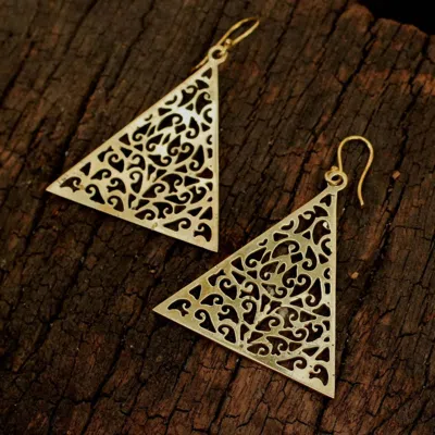Baizaar Women's Triangle Cutout Earring In Brass In Multi
