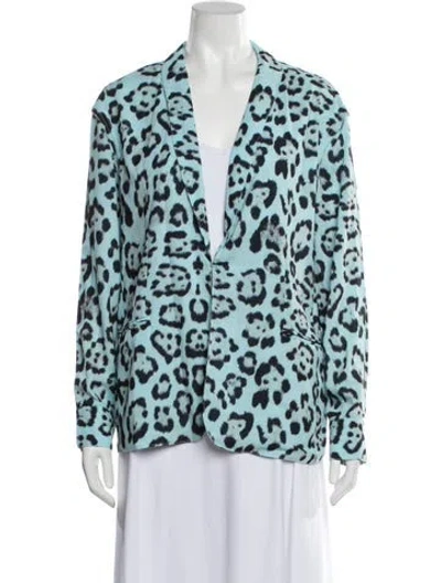 Pre-owned Baja East Animal Print Blazer W/ Tags In Blue