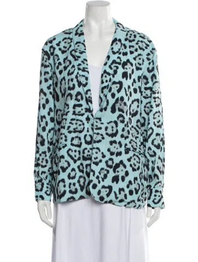 Pre-owned Baja East Animal Print Blazer W/ Tags In Blue