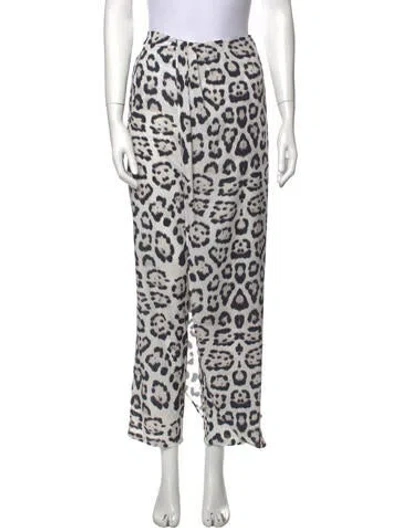 Pre-owned Baja East Animal Print Straight Leg Pants In White