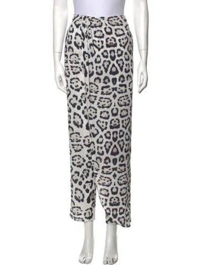 Pre-owned Baja East Animal Print Straight Leg Pants In White