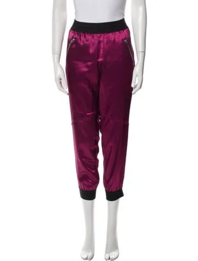 Pre-owned Baja East Colorblock Pattern Skinny Leg Pants In Burgundy