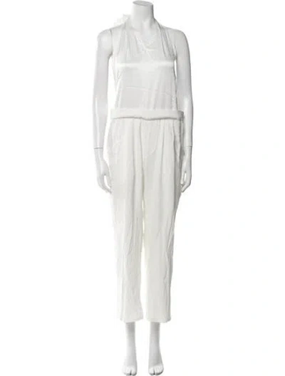 Pre-owned Baja East Crew Neck Jumpsuit In White