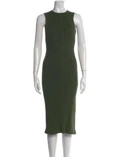 Pre-owned Baja East Crew Neck Midi Length Dress In Green