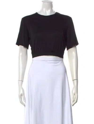 Pre-owned Baja East Crew Neck Short Sleeve Crop Top W/ Tags In Black