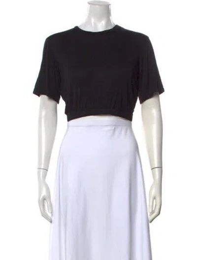 Pre-owned Baja East Crew Neck Short Sleeve Crop Top W/ Tags In Black