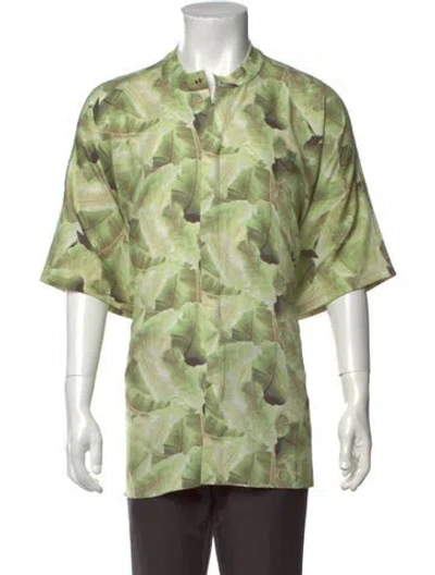 Pre-owned Baja East Floral Print Short Sleeve Shirt In Green