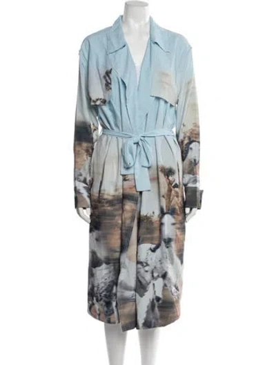 Pre-owned Baja East Graphic Print Coat W/ Tags In Blue