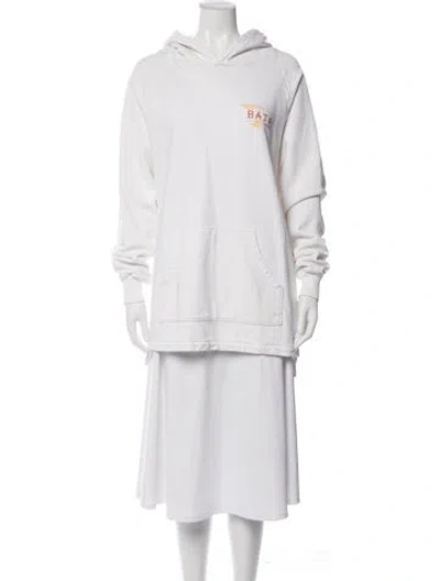 Pre-owned Baja East Graphic Print Crew Neck Hoodie In White