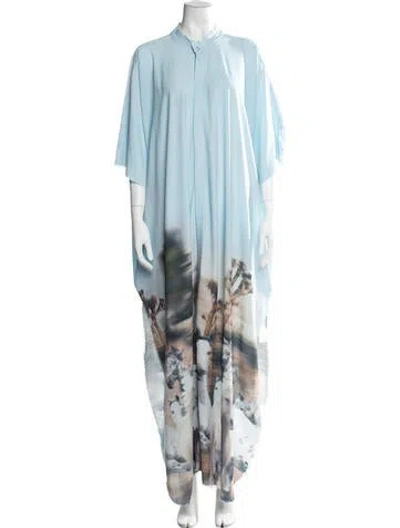Pre-owned Baja East Graphic Print Long Dress In Blue