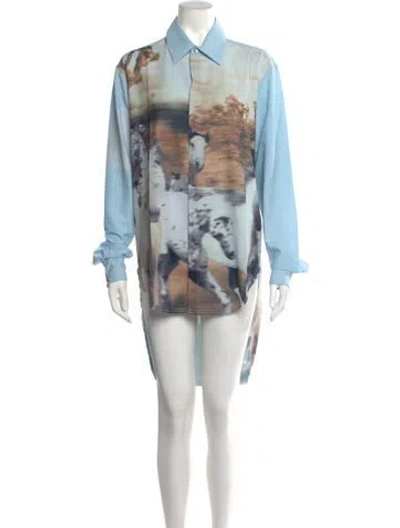 Pre-owned Baja East Graphic Print Mini Dress W/ Tags In Blue