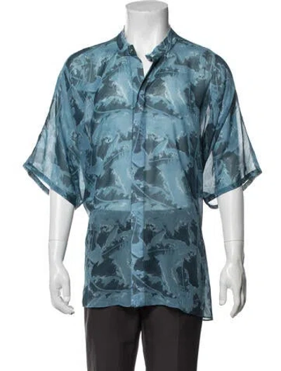Pre-owned Baja East Graphic Print Short Sleeve Shirt In Blue