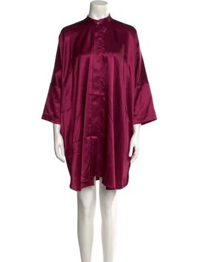 Pre-owned Baja East Mock Neck Mini Dress In Burgundy