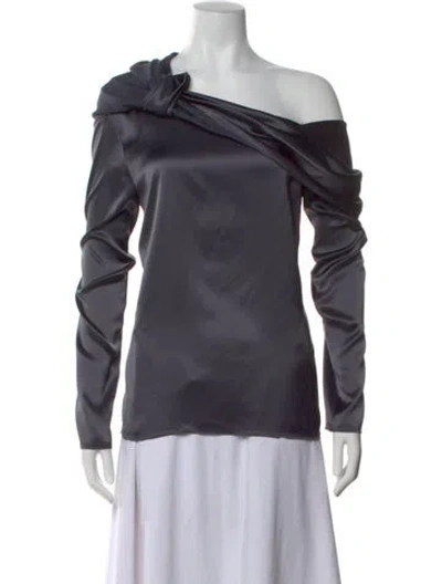 Pre-owned Baja East Off-the-shoulder Long Sleeve Top In Gray