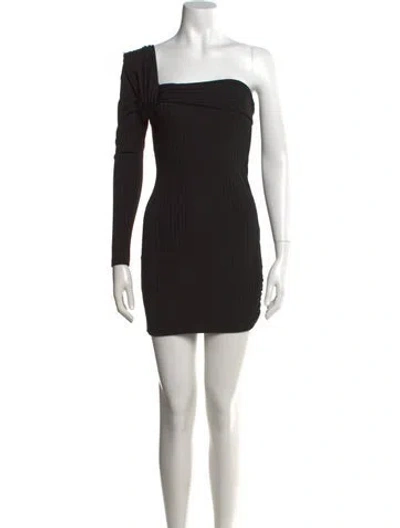 Pre-owned Baja East One-shoulder Mini Dress In Black