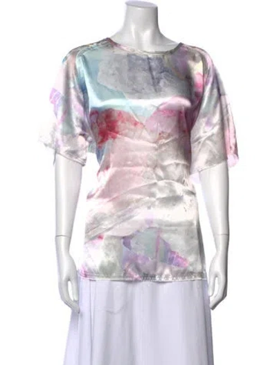 Pre-owned Baja East Printed Crew Neck Top In Gray