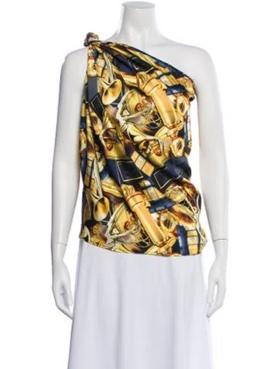 Pre-owned Baja East Printed One-shoulder Top In Multi