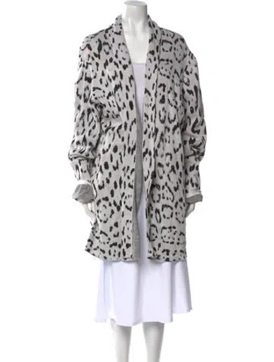 Pre-owned Baja East Printed Open Front Sweater In Gray