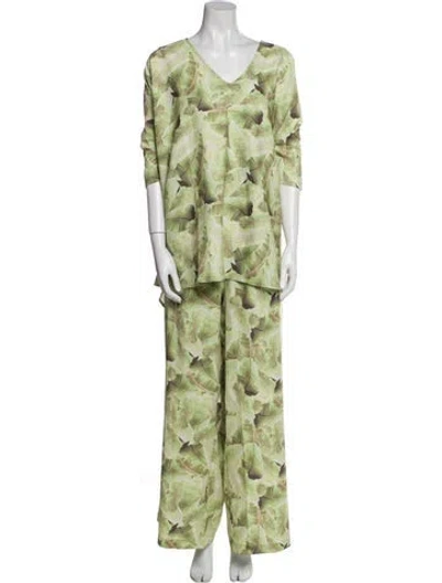 Pre-owned Baja East Printed Pant Set In Green