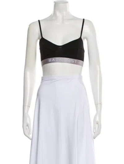 Pre-owned Baja East Square Neckline Sleeveless Sports Bra In Black