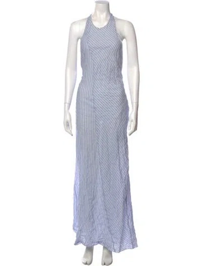 Pre-owned Baja East Striped Long Dress In Blue