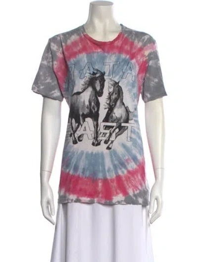 Pre-owned Baja East Tie-dye Print Scoop Neck T-shirt In White